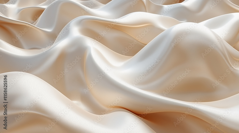 Elegant Abstract Creamy Waves, A Soft, Textured Fabric of Light and Shadow, Capturing the Fluidity of Silk in a Gentle, Serene Composition