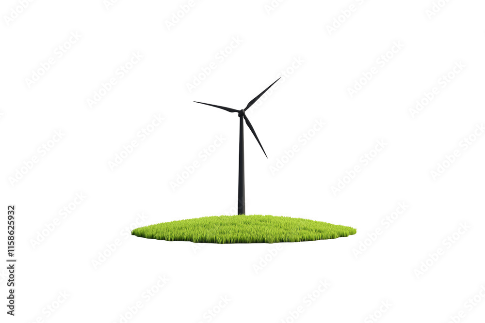 A wind turbine stands prominently on a grassy mound, symbolizing renewable energy and sustainability. A wind turbine stands prominently on a grassy mound, symbolizing renewable energy and sustainability.