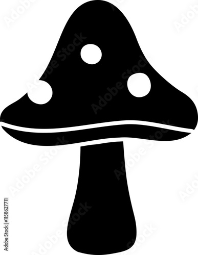 Black mushroom silhouette.
Isolated mushrooms icon vector.
Transparent background.