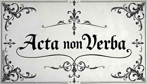 Elegant Latin Motto: Acta Non Verba; Deeds, Not Words photo