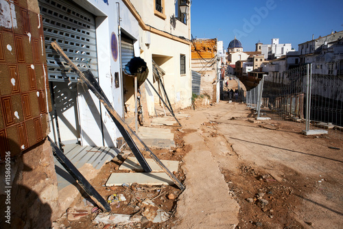 Houses destroyed after the passage of the Valencia DANA in 2024 in Chiva, Poyo ravine