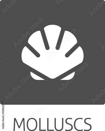 A seashell shell clam mollusc food stylised icon. Possibly an icon for the allergen or allergy or a seafood concept.