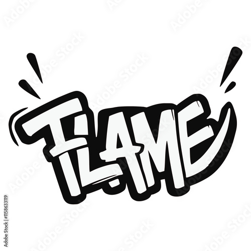 urban graffiti tag flame street art drawing vector illustration template design