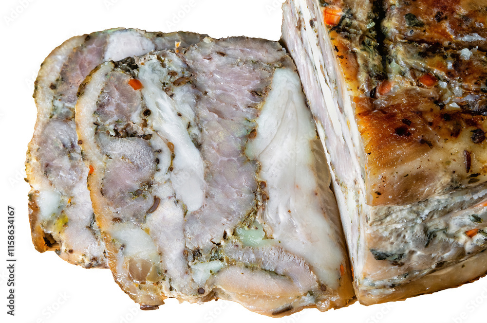 fried pork bacon roll on white background fried pork bacon roll on white background