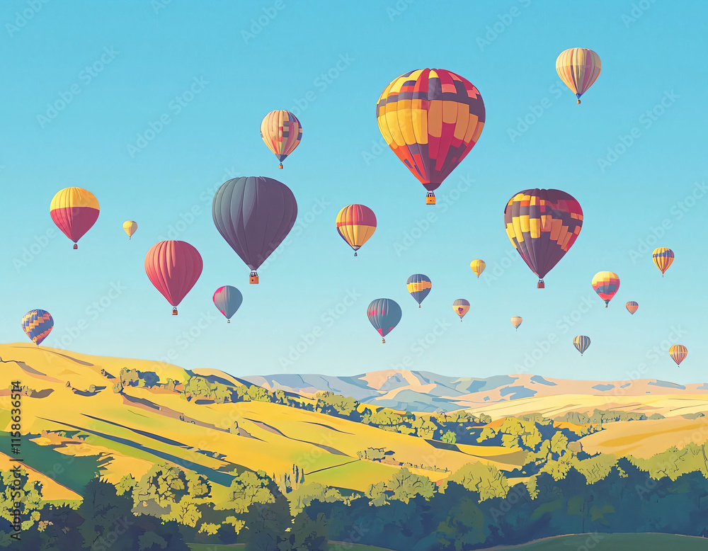 Fototapeta premium Hot Air Balloons Landscape
