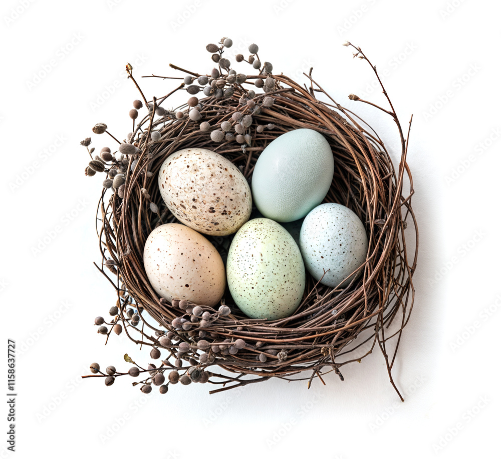 Obraz premium Colorful Easter Eggs in a Rustic Bird's Nes