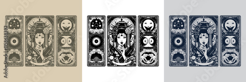 traditional geisha playing card tattoo design