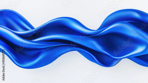 A seamless draped fabric in vibrant royal blue, silky texture highlighted by soft lighting, smooth folds and elegant curves photo