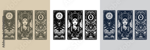geisha playing card tattoo design