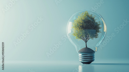 Fototapeta Naklejka Na Ścianę i Meble -  lightbulb containing a miniature green tree