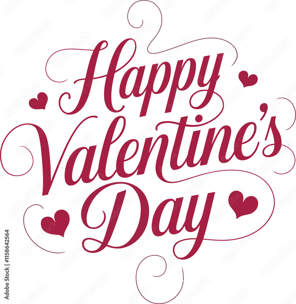Fototapeta premium Happy Valentine's Day Typography Silhouette Vector Art