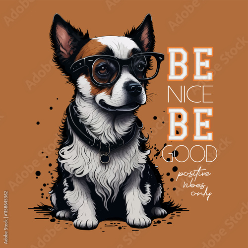 Cute dog with cool slogan, cartoon animal vector illustration