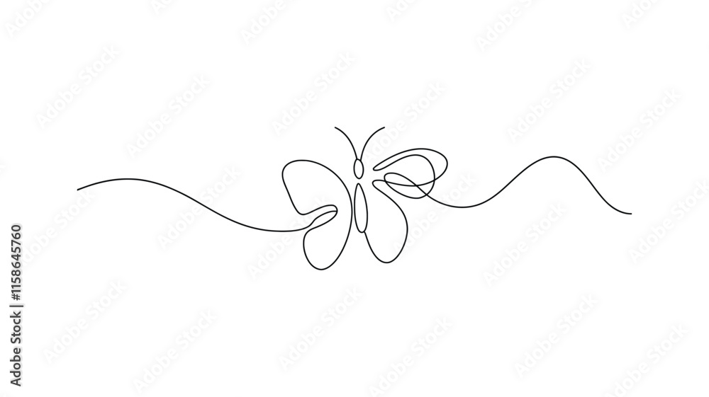 Elegant continuous one line drawing a Butterfly in Flight Minimalist Continuous Line Art Vector Elegant continuous one line drawing a Butterfly in Flight Minimalist Continuous Line Art Vector