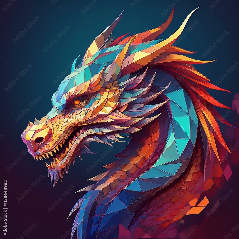 Fototapeta Dragon Geometric modern style