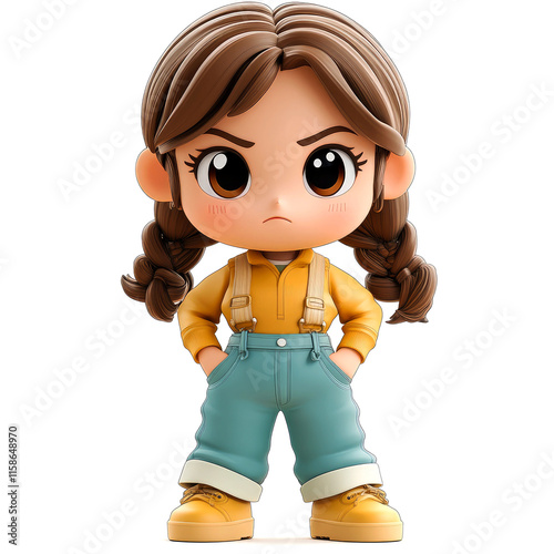 3D render of an angry girl.