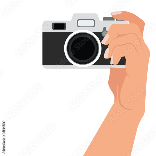 Hasnd's Photographer with camera on white background. vector,