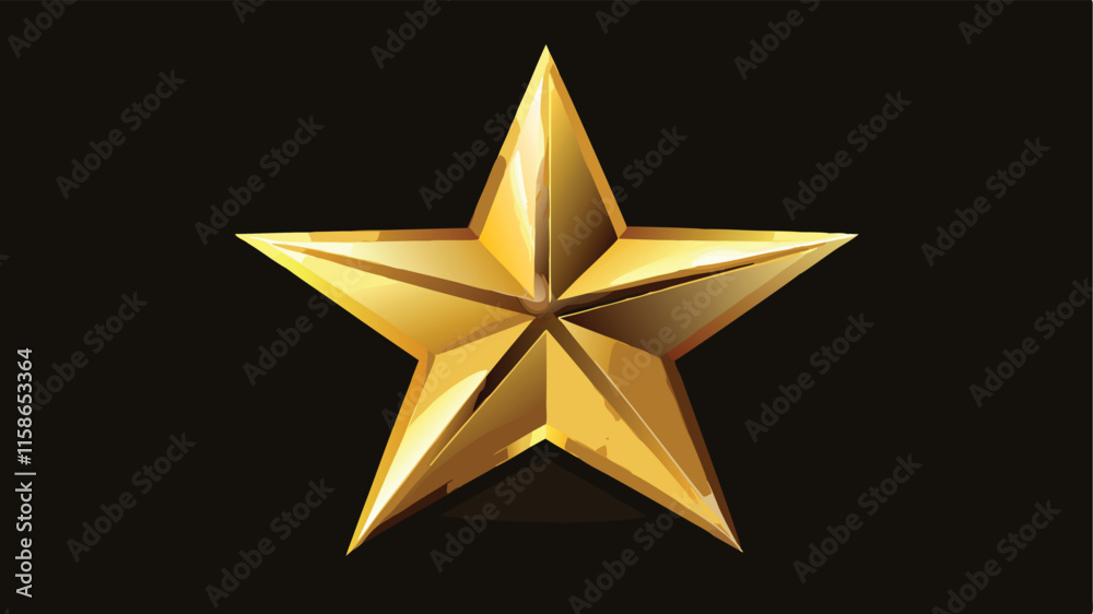 A slightly tilted gold star with a metallic shine. A slightly tilted gold star with a metallic shine.