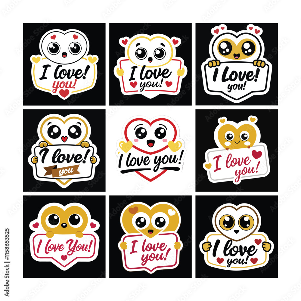 Adorable Cartoon Heart with I LOVE YOU Message for Valentine's Day Adorable Cartoon Heart with I LOVE YOU Message for Valentine's Day