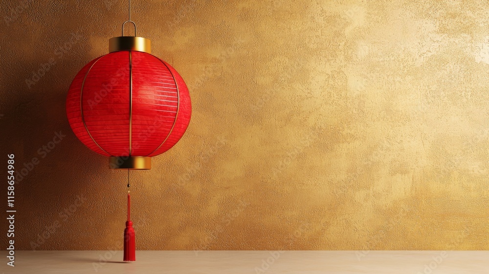 Fototapeta premium Traditional Chinese Lantern Casting Shadows on Wall