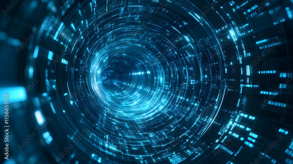 Abstract Blue Data Stream Tunnel Abstract Blue Data Stream Tunnel