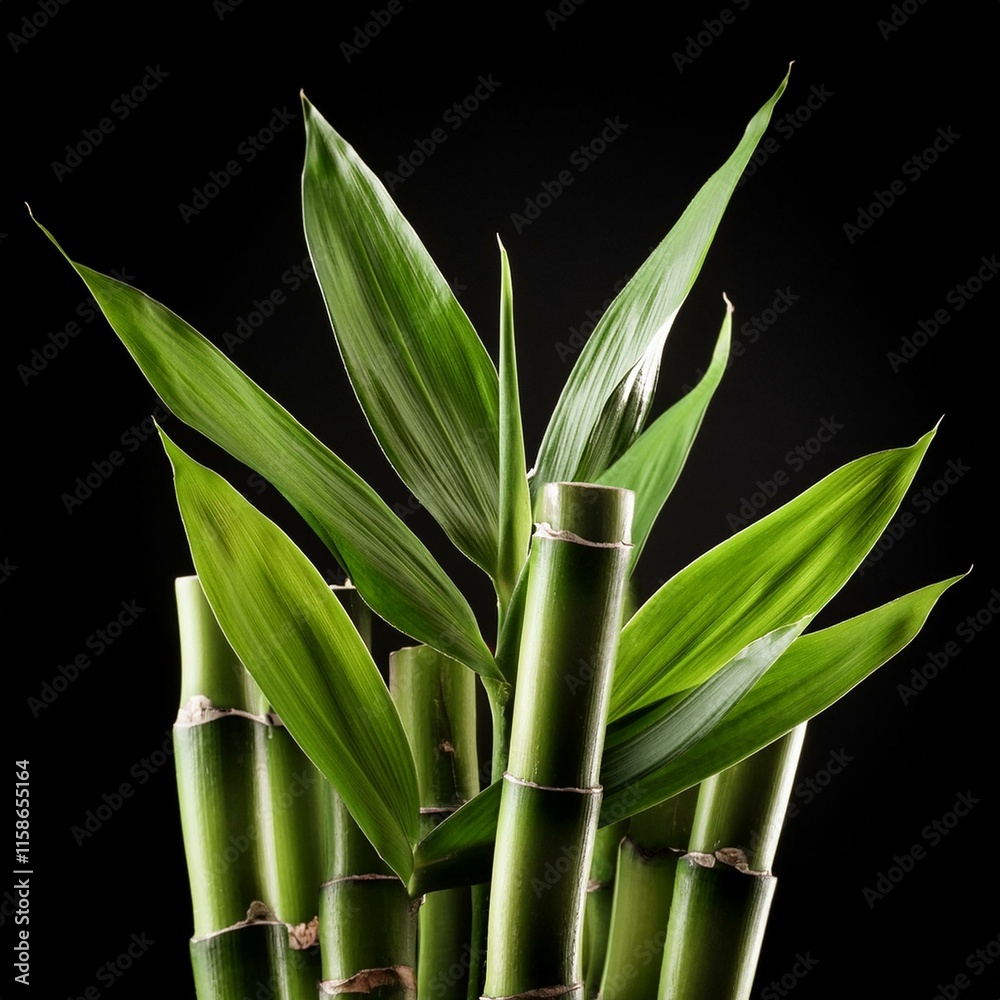 Fototapeta premium Bamboo on isolated black background