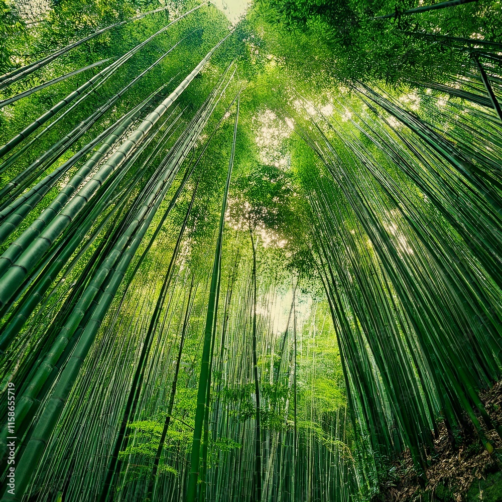 Fototapeta premium Bamboo forest in the morning - Dense Bamboo Jungle