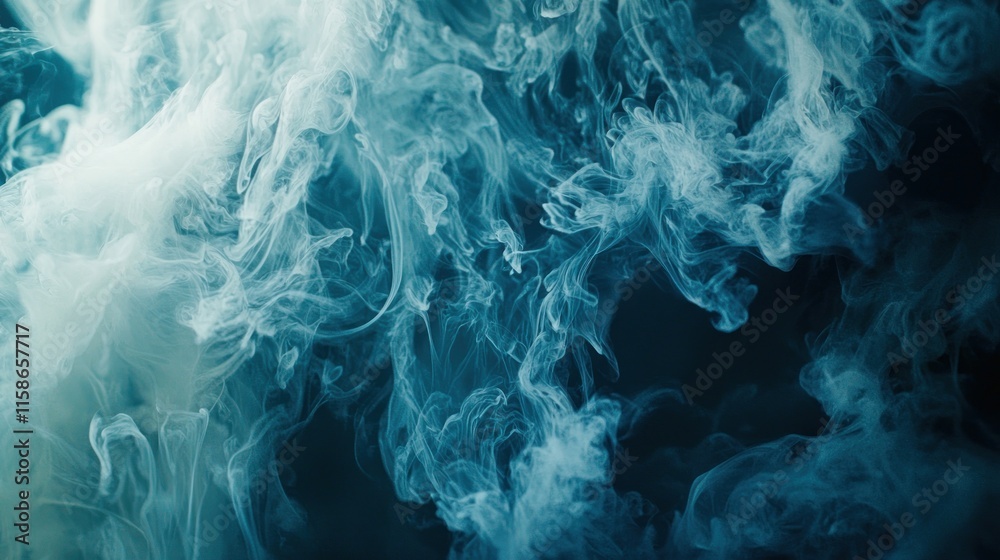 Abstract teal and white smoke swirls on black background. Abstract teal and white smoke swirls on black background.
