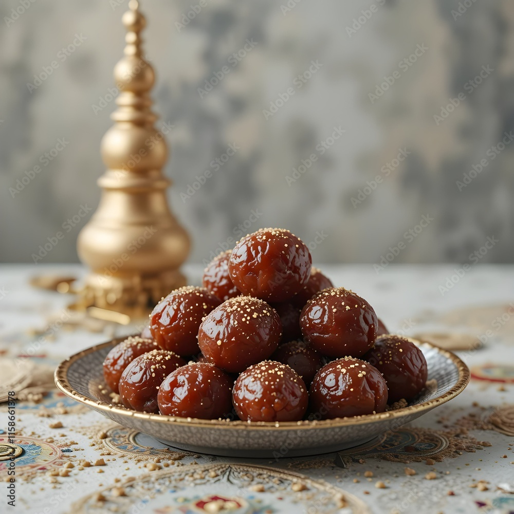 Dates fruit arranged in a decorative bowl Dates fruit arranged in a decorative bowl