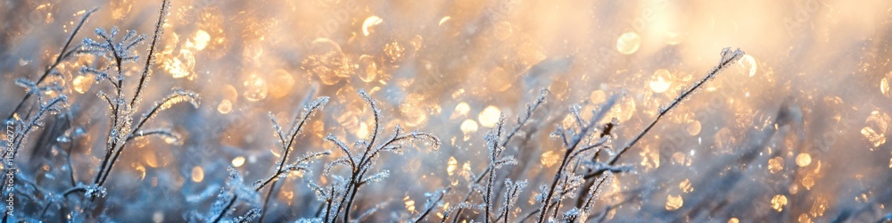 Capture the Magical Essence of Winter: Golden Sunlight Illuminating Frosty Branches, Perfect for Holiday Greetings and Wall Art.