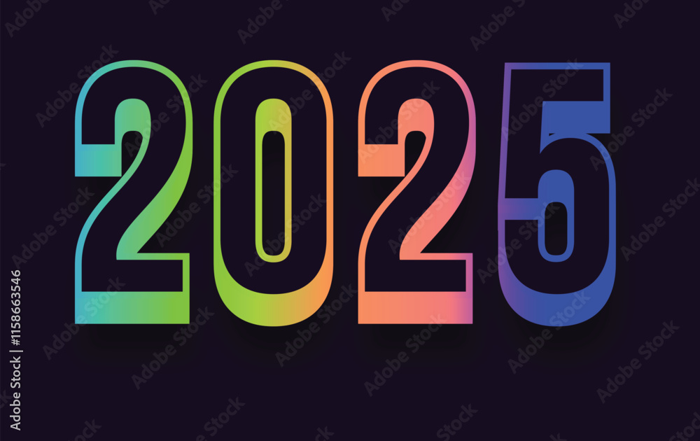 Happy New Year 2025 Colorful Design 3D Elegant Abstract Vector Illustration Happy New Year 2025 Colorful Design 3D Elegant Abstract Vector Illustration
