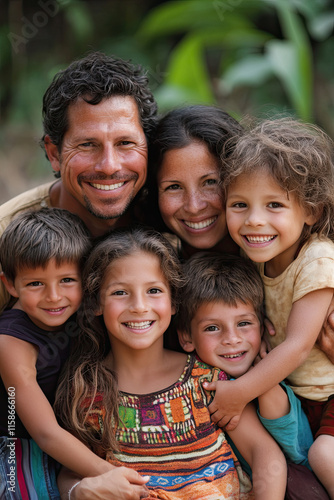 Image of a family with adopted children of different ethnicities, symbolizing love beyond borders