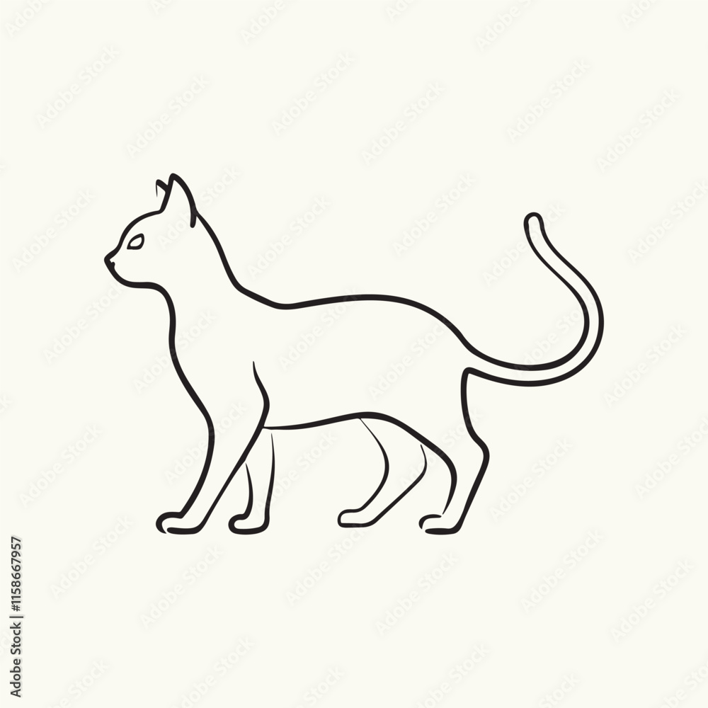 Line Art Cat Silhouette Line Art Cat Silhouette