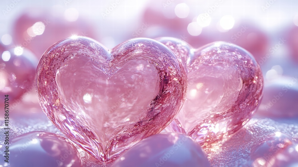 Fototapeta premium Celebrate love with stunning realistic valentine pink heart patterns in a copy space setting for creative projects