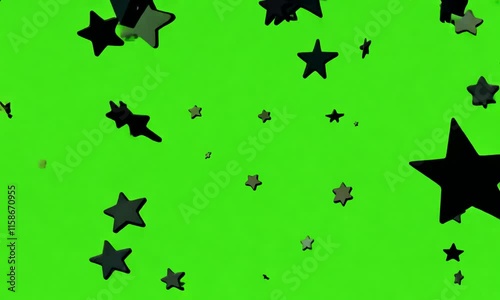 Green Background with Spinning Silhouettes and Stars
 photo