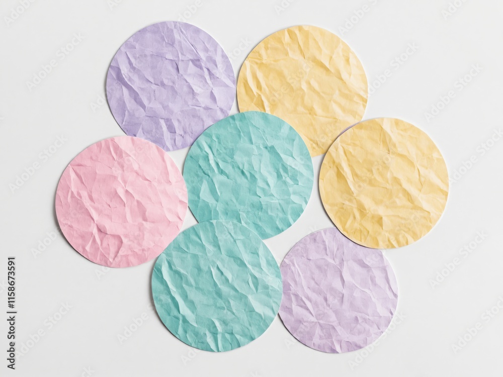 Paper circles of pastel colors on white background Paper circles of pastel colors on white background