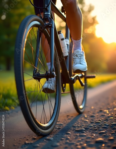 Black Bicycle Rider Sunset Road Evening Cycle Ride