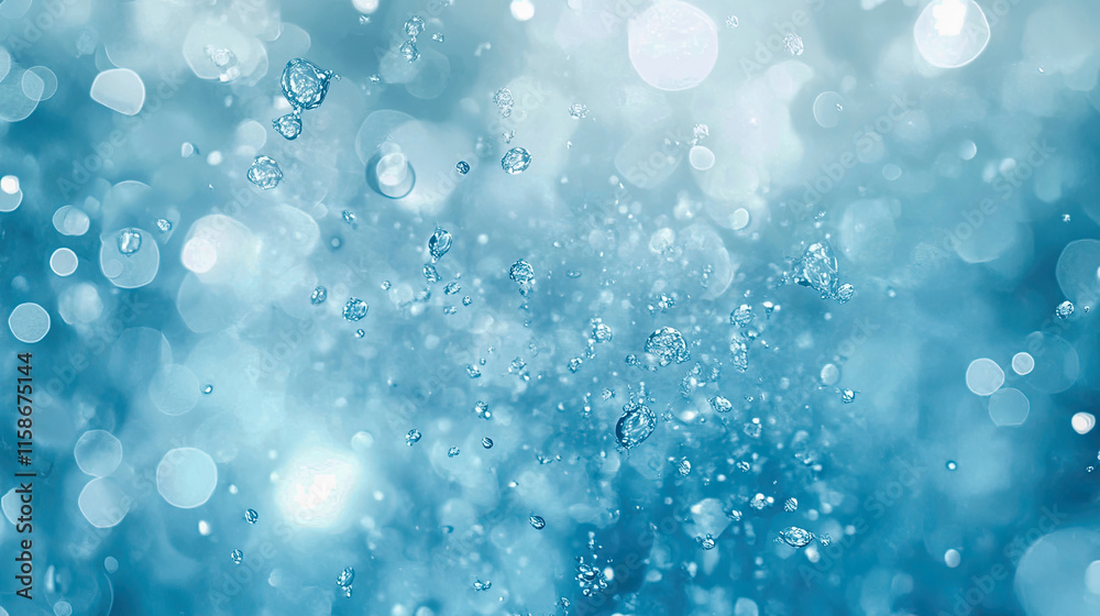 Water droplets create a shimmering pattern against a vibrant blue background in a lively abstract display. Generative AI Water droplets create a shimmering pattern against a vibrant blue background in a lively abstract display. Generative AI