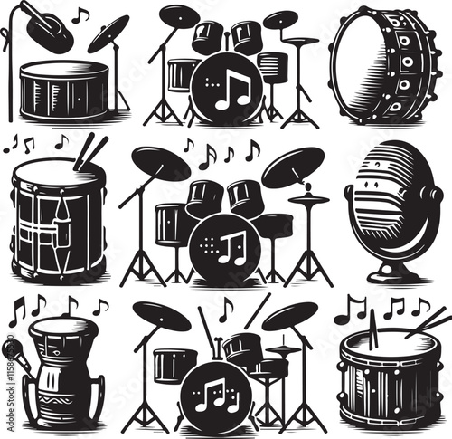 Drum Music Illustrations and Vector Art for Designers