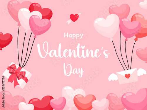 Happy valentines day background. Valentine's Day celebration. Cartoon Vector illustration Template for Poster, Banner, Post, Flyer, Greeting, Card, Cover. Valentine's day design.