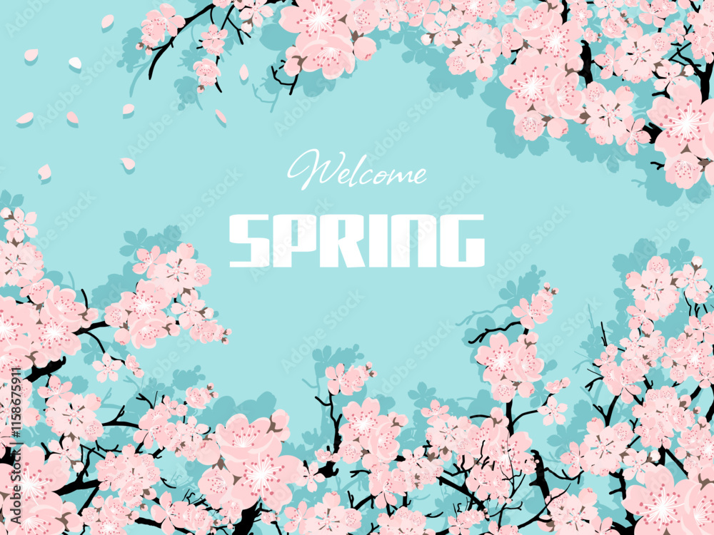 Hello spring banner. Trendy texture. Season vocation, weekend, holiday logo. Spring Time Wallpaper. Happy spring Day. Spring vector Lettering text. Fashionable styling. Flower vector.
