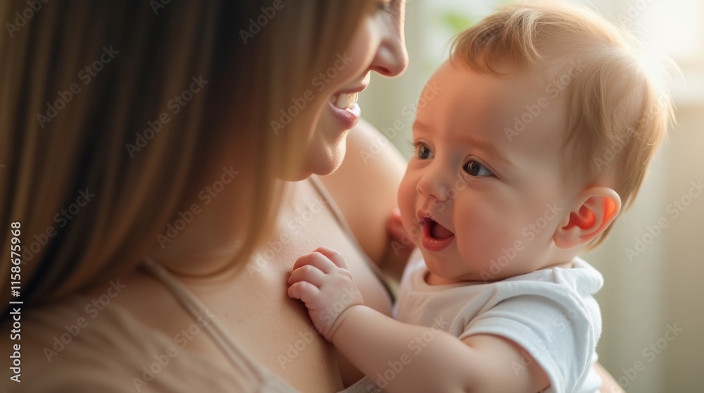 A heartwarming image of a mother gently holding her baby in her arms, showcasing the bond of love and care between them, with soft lighting that enhances the tender moment. A heartwarming image of a mother gently holding her baby in her arms, showcasing the bond of love and care between them, with soft lighting that enhances the tender moment.
