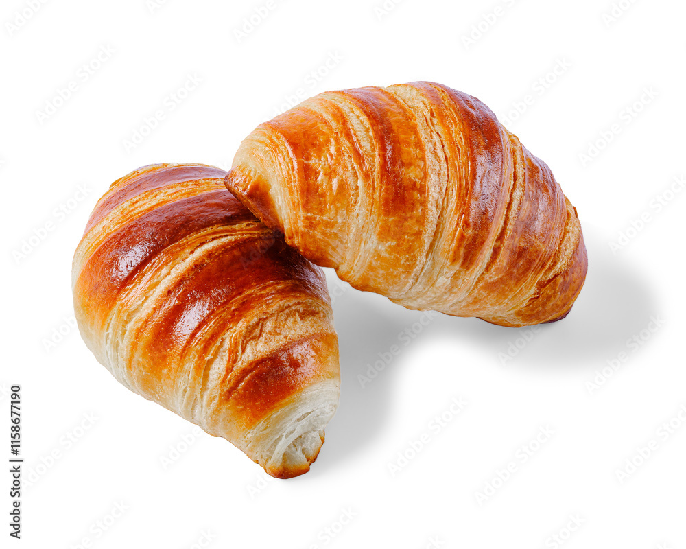 freshly baked in oven croissants isolated on white freshly baked in oven croissants isolated on white