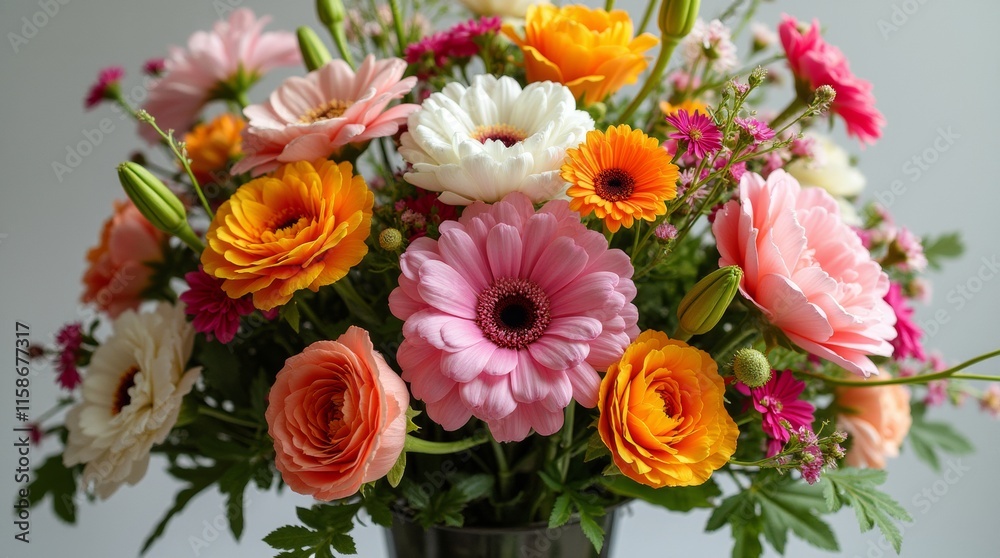A close-up view of a beautifully crafted floral arrangement, highlighting the intricate details of the flowers and foliage, creating a visually appealing centerpiece that adds charm and elegance to an A close-up view of a beautifully crafted floral arrangement, highlighting the intricate details of the flowers and foliage, creating a visually appealing centerpiece that adds charm and elegance to an