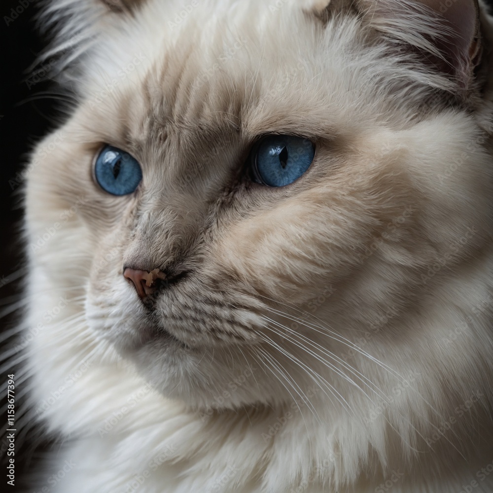 A beautiful Birman cat with its signature white gloves, staring intently. A beautiful Birman cat with its signature white gloves, staring intently.