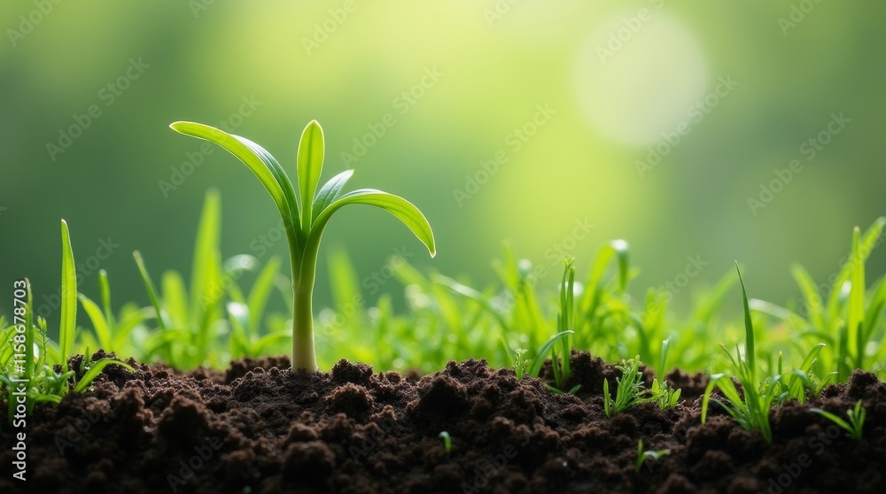 Inscription Ecology ground grass sprout. Environmental protection. AI Generative Inscription Ecology ground grass sprout. Environmental protection. AI Generative