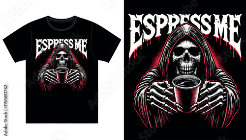 Vector  Skull Skeleton with Espresso T-shirt Streetwear Design illusration