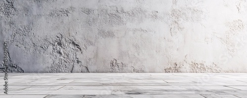 Empty room with white concrete wall and wood floor providing copy space