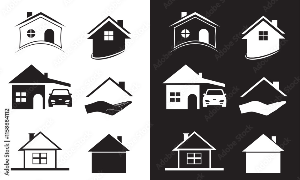 Fototapeta premium Home and house icon pack, Home icon thin outline vector set in flat line style. 