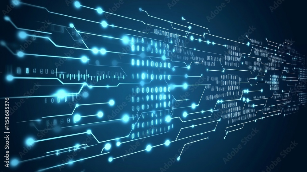 Abstract Technology Background, Digital Circuit Patterns in Blue Hues, Blurred for Techy Vibe Abstract Technology Background, Digital Circuit Patterns in Blue Hues, Blurred for Techy Vibe