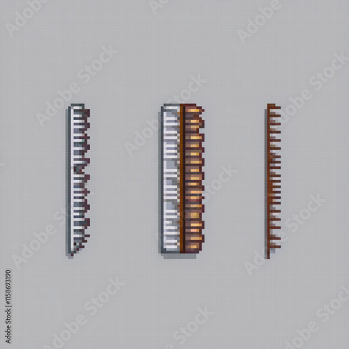 Three brushes each unique design are displayed pixel art gray background